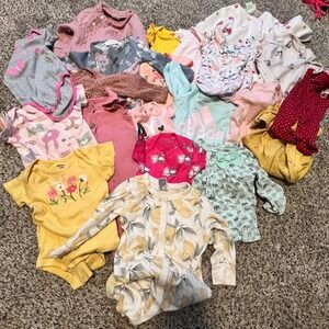 Baby Girl Clothing Lot One Piece Sleepers Tops Mixed Sizes 21 Pieces 0-3 & 3-6